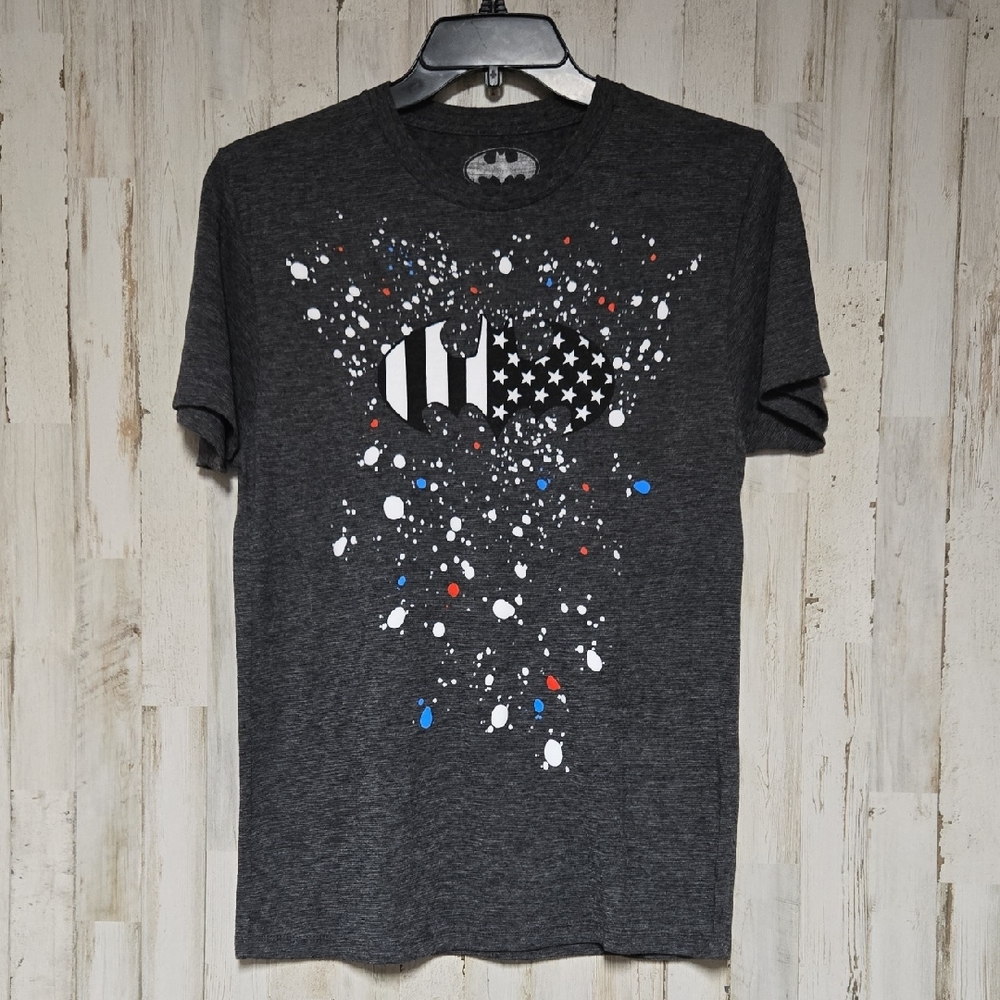 Batman Patriotic Short Sleeve Tee with Distressed Design  DC Comics